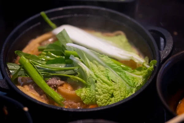 Sukiyaki Hot Pot Raw — 스톡 사진
