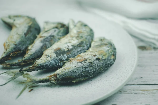 Cztery Smażone Makrele Tajski Styl Jedzenia — Zdjęcie stockowe