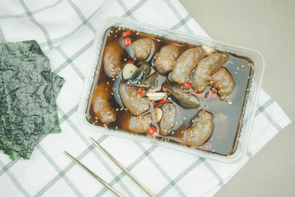 Une Boîte Crevettes Marinées Style Coréen Saewoo Jang Mariner Les — Photo