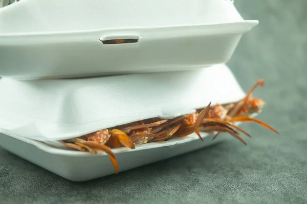 Foam Box Seafood Concept Seafood Delivery — Φωτογραφία Αρχείου