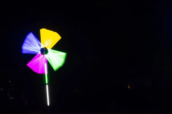 Blurred Background Wheel Colorful Lighting Decoration Night Fun Fair —  Fotos de Stock