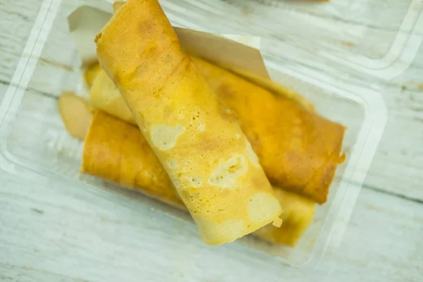 Postre Tailandés Tokio Panqueque Que Crepe Tailandés Que Hace Harina —  Fotos de Stock