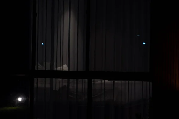Mirando Desde Exterior Dormitorio Por Noche Casa —  Fotos de Stock