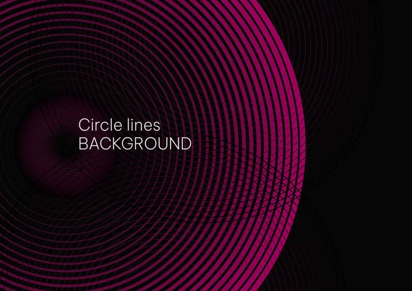 Abstracte Cirkels Lijnen Patroon Ronde Frame Zwarte Achtergrond Vector Illustratie — Stockvector