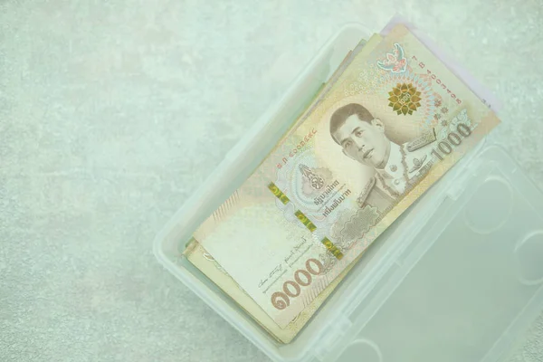 Hodně Bankovek Tisíce Thajských Bahtů Thajská Měna Médium Směny Koncepce — Stock fotografie