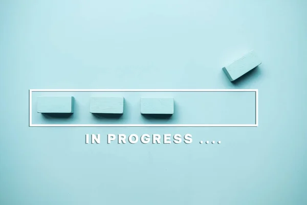 Wooden Blocks Word Progress Concept Business Concept Act Project Progress — Stockfoto