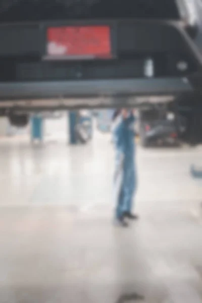 Blurred Focus Background Car Mechanic Checking Cars — Foto de Stock