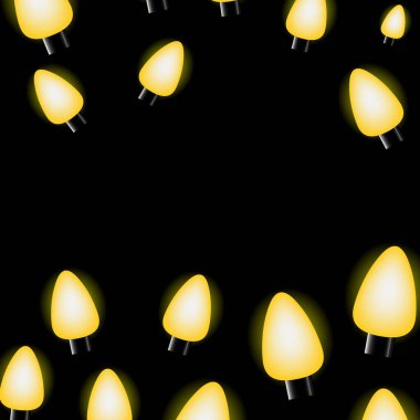 Siyah arkaplanda sarı ampul desenleri