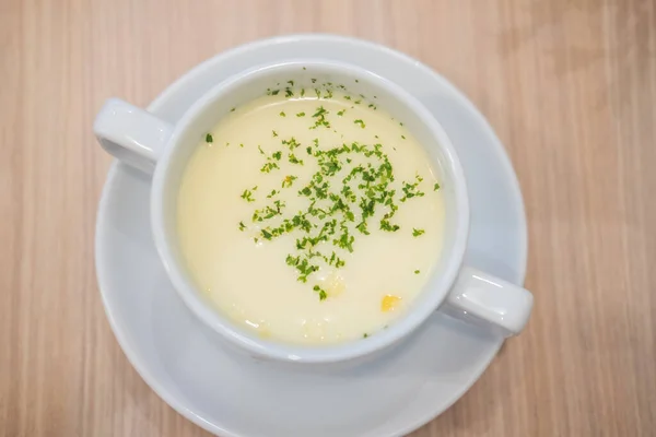 Delicious Creamy Corn Soup Close — Stock fotografie