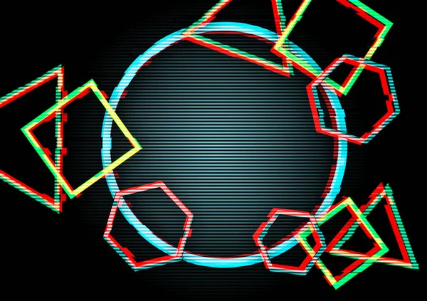 Glitch Neon Φως Γεωμετρία Μαύρο Φόντο Glitch Τέχνη Αφηρημένη — Φωτογραφία Αρχείου