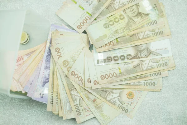 Mnoho Thajských Bankovek Koncept Bohatství Peněz Zavřít — Stock fotografie