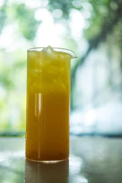 Single Glass Orange Juice Ice — ストック写真