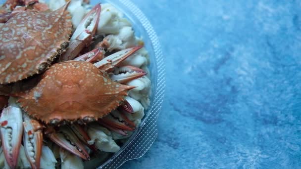Close Steamed Crab Box Sell Thai Seafood — Stock Video