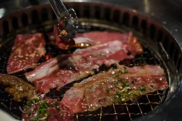 Finom Marhahús Egy Grillen Japánban Étterem — Stock Fotó