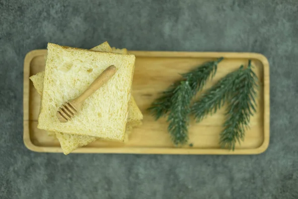 Fresh Homemade Slide Bread Wood Tray — Φωτογραφία Αρχείου
