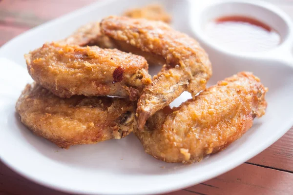 Closeup Fried Chicken Wing Popular Menu Thai Restaurants — Stock fotografie