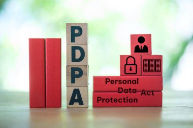 Legal Personal Data Protection Act icon with icons ,PDPA, protect personal information. Security data technology and personal privacy