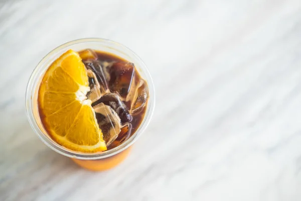 Iced Coffee Orange Juice Topped Orange Slice Fruit — Φωτογραφία Αρχείου
