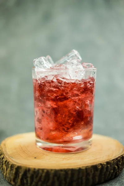 Sparkling Red Water Soda Ice Cubes Summer Iced Drink Homemade — 스톡 사진