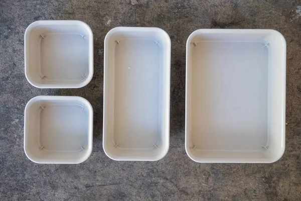 Plastic Trays Different Size Sundries Top View — Stok fotoğraf