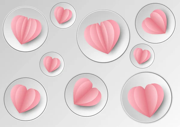 Button Pink Hearts Paper Cut Vector Illustration — Διανυσματικό Αρχείο