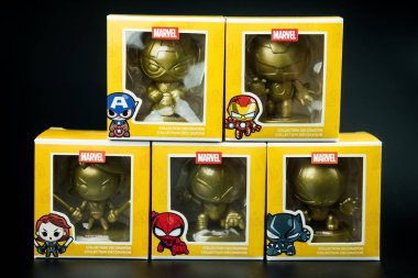 Samut Prakan, Thailand - August 26, 2022 : New arrival, MARVEL golden collection decoration is now available in MINISO Thailand