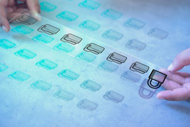 Document security concept. Document management system. Online documentation database and digital file storage. Log in to file access in the cloud computing system network