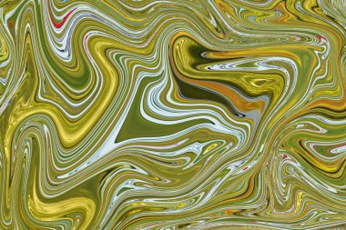 Girdaplı ve sulu şekilli suda yaşayan soyut bir doku. Akışkan sanat arkaplanı ve dalgalı boya renkleri karışımı. Boya karışımının akış efektiyle sıvı duvar kağıdı.