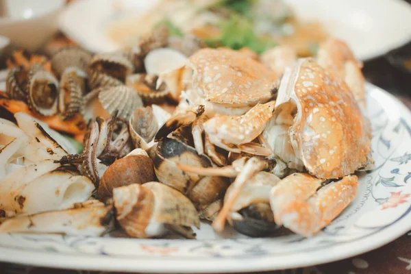 Conjunto Frutos Mar Grelhados Incluem Cockle Caranguejo Camarão Lula Babilônia — Fotografia de Stock