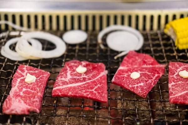 Close Beef Barbecue Grill Close — Stock Photo, Image