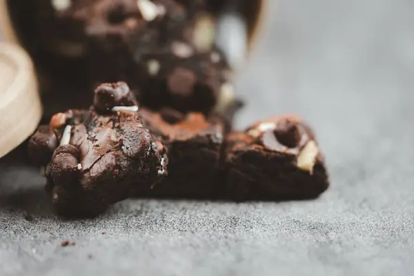 Délicieux Brownie Chocolat Aux Amandes Gros Plan — Photo