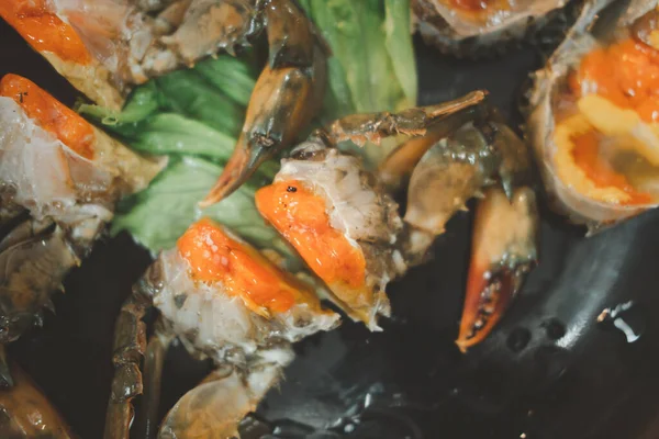 Close Raw Frozen Crab Its Egg Thai Seafood Style — Fotografie, imagine de stoc