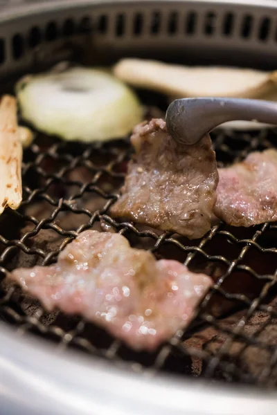 Grilling Sliced Beef Stove Japanese Food Style — Stock Photo, Image