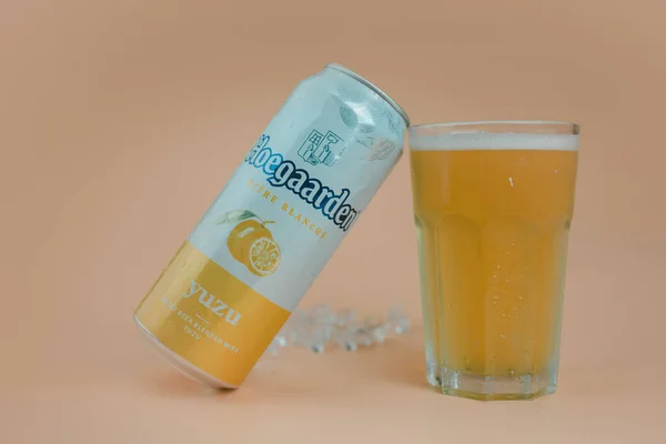 Samut Prakan Thailand Oktober 2022 Blikje Bier Hoegaarden Aluminium Blikje — Stockfoto