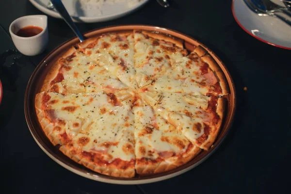 Delicious taste margarita pizza, mozzarella cheese. Pizza dinner