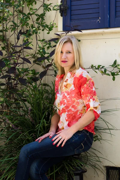 Closeup portrait of elegant middle aged woman — Stock Photo, Image