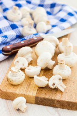 świeże grzyby na powierzchni drewnianych