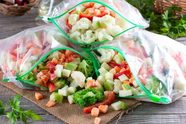 Frozen Vegetables Bags Cold Healthy Diet Food Freeze Frozen Food — Stock Photo, Image