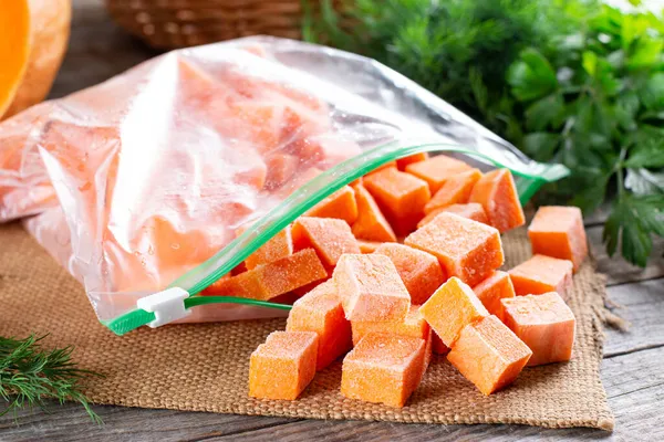 Frozen Food Vegetables Pumpkin Stocks Healthy Life Vegetables Containing Carotene — Stock Photo, Image