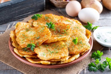Patates keki. Sebzeli börek, latke, draniki. Sebzeli krep..
