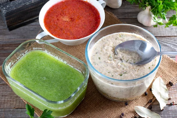 Soupe Congelée Dans Récipient Aliments Congelés Entreposage Des Aliments — Photo