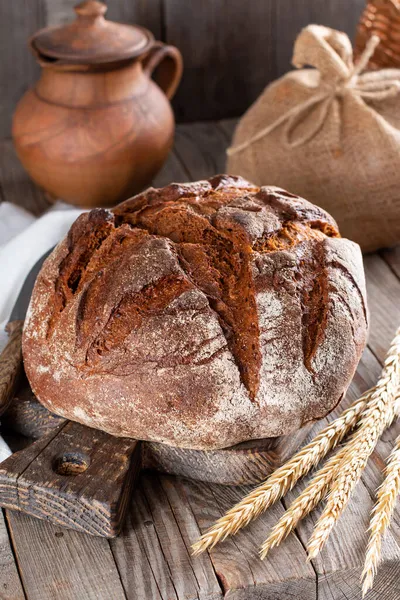 Смажений Хліб Крупним Планом Свіжий Запечений Круглий Хліб Скоринкою Домашній Ліцензійні Стокові Фото