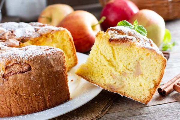 Gâteau Éponge Gâteau Mousseline Aux Pommes Doux Délicieux Avec Des — Photo