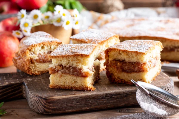 Massa Caseira Torta Maçã Doce Conceito Sobremesa — Fotografia de Stock