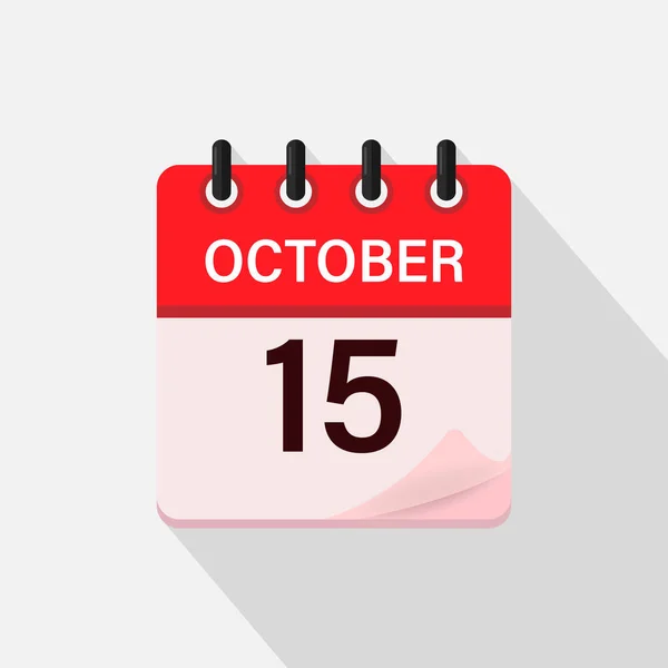 Oktober Kalender Icoon Met Schaduw Dag Maand Platte Vectorillustratie — Stockvector