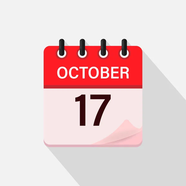 Oktober Kalender Icoon Met Schaduw Dag Maand Platte Vectorillustratie — Stockvector