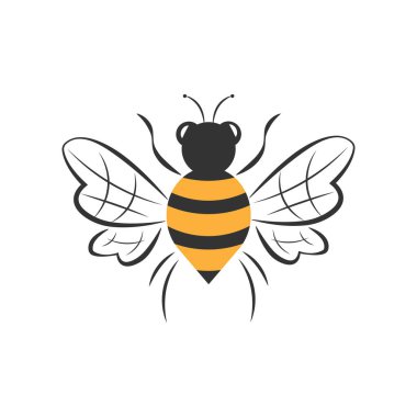 Bal arısı sembolü. Beyaz arkaplanda logo vektör çizimi izole edildi.