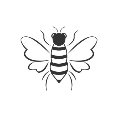 Bal arısı ikonu. Vektör illüstrasyonu beyaz arkaplanda izole edildi.