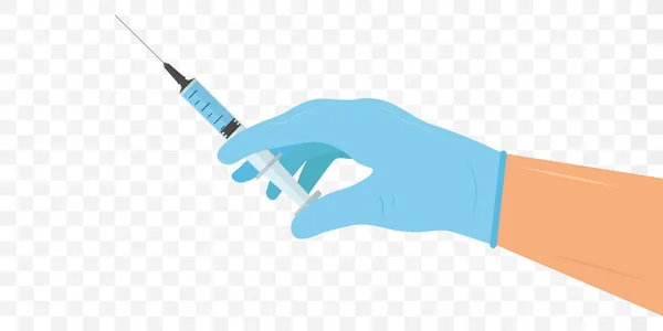 手和注射器 疫苗接种和免疫概念 透明背景下的矢量说明 — 图库矢量图片