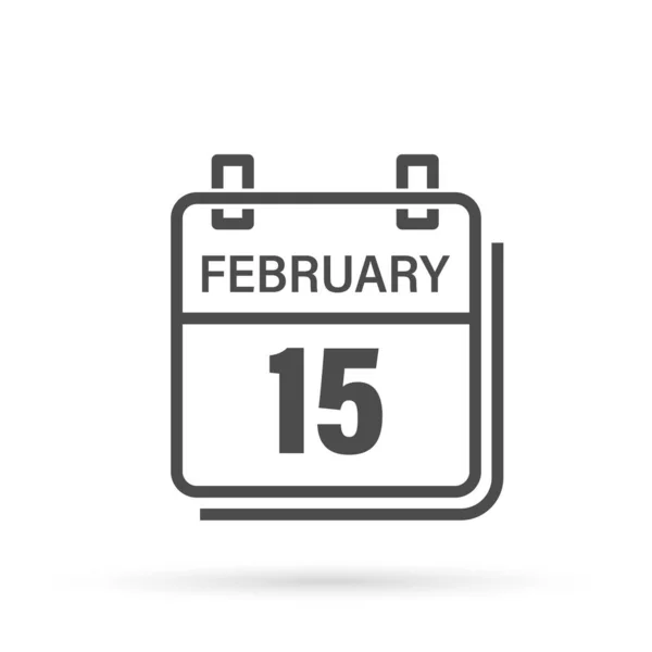 Febrero Icono Del Calendario Con Sombra Día Mes Ilustración Vectorial — Vector de stock